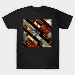 Fire Opal and Mother of Pearl Mosaic Inlay with Gold T-Shirt